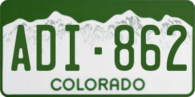 CO license plate ADI862
