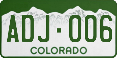 CO license plate ADJ006