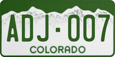 CO license plate ADJ007
