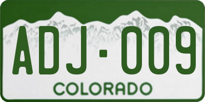 CO license plate ADJ009