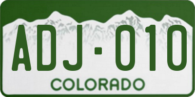CO license plate ADJ010