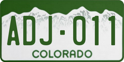 CO license plate ADJ011