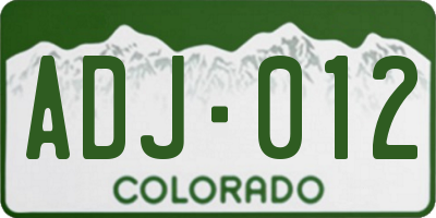 CO license plate ADJ012