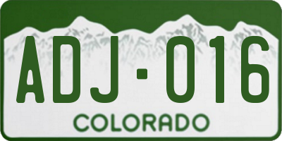 CO license plate ADJ016