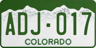 CO license plate ADJ017