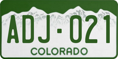 CO license plate ADJ021