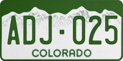 CO license plate ADJ025