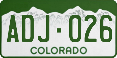 CO license plate ADJ026
