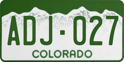 CO license plate ADJ027