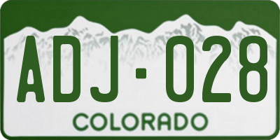 CO license plate ADJ028
