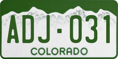 CO license plate ADJ031