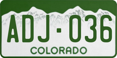 CO license plate ADJ036