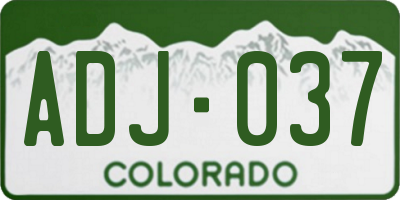 CO license plate ADJ037