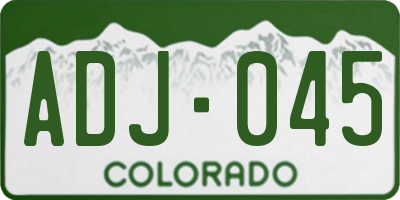 CO license plate ADJ045