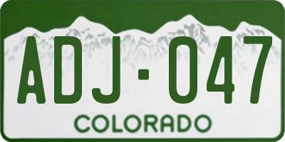 CO license plate ADJ047