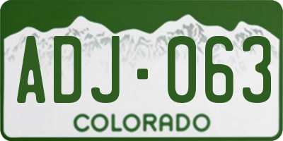 CO license plate ADJ063