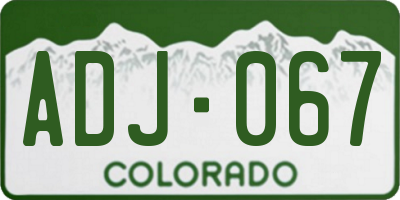 CO license plate ADJ067