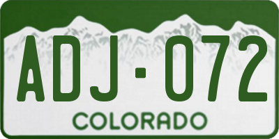 CO license plate ADJ072