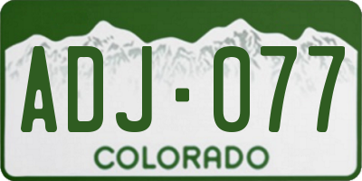 CO license plate ADJ077