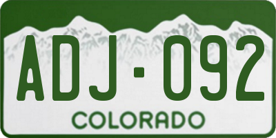 CO license plate ADJ092