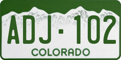 CO license plate ADJ102
