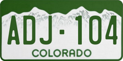 CO license plate ADJ104