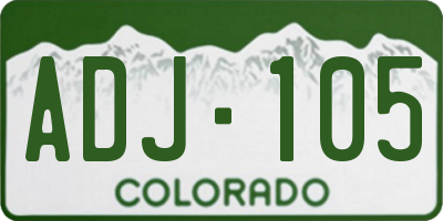 CO license plate ADJ105