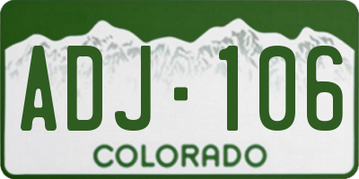 CO license plate ADJ106