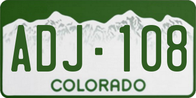 CO license plate ADJ108