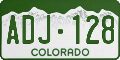 CO license plate ADJ128