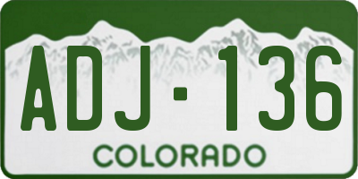 CO license plate ADJ136