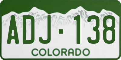 CO license plate ADJ138