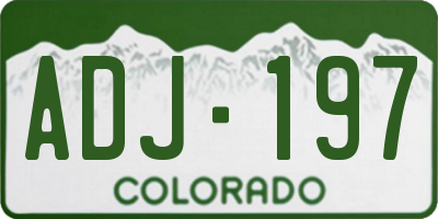 CO license plate ADJ197
