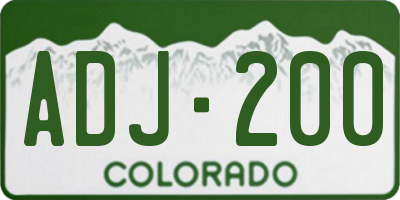 CO license plate ADJ200