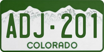 CO license plate ADJ201