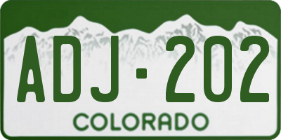 CO license plate ADJ202