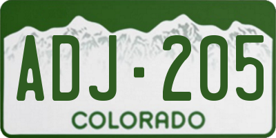 CO license plate ADJ205