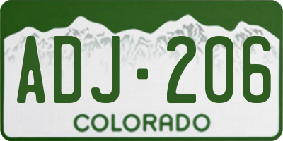 CO license plate ADJ206