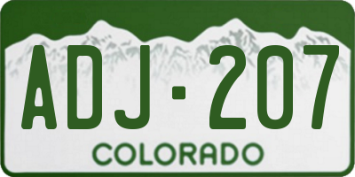 CO license plate ADJ207