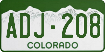 CO license plate ADJ208