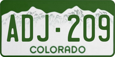 CO license plate ADJ209