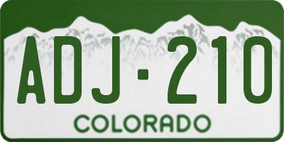CO license plate ADJ210