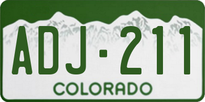 CO license plate ADJ211