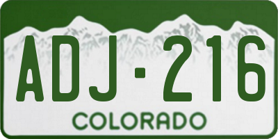 CO license plate ADJ216
