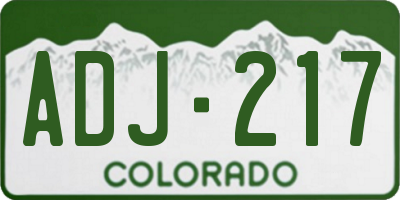 CO license plate ADJ217
