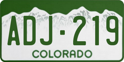 CO license plate ADJ219