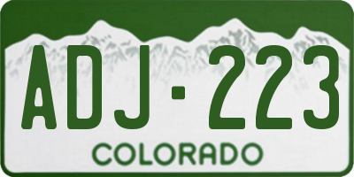 CO license plate ADJ223