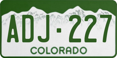 CO license plate ADJ227