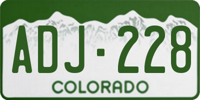 CO license plate ADJ228