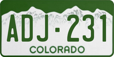 CO license plate ADJ231